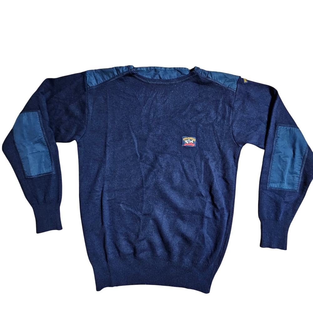 Paul & Shark Wool Blend Yachting Sweater Nylon Patches Mens 6 Old Money Prep